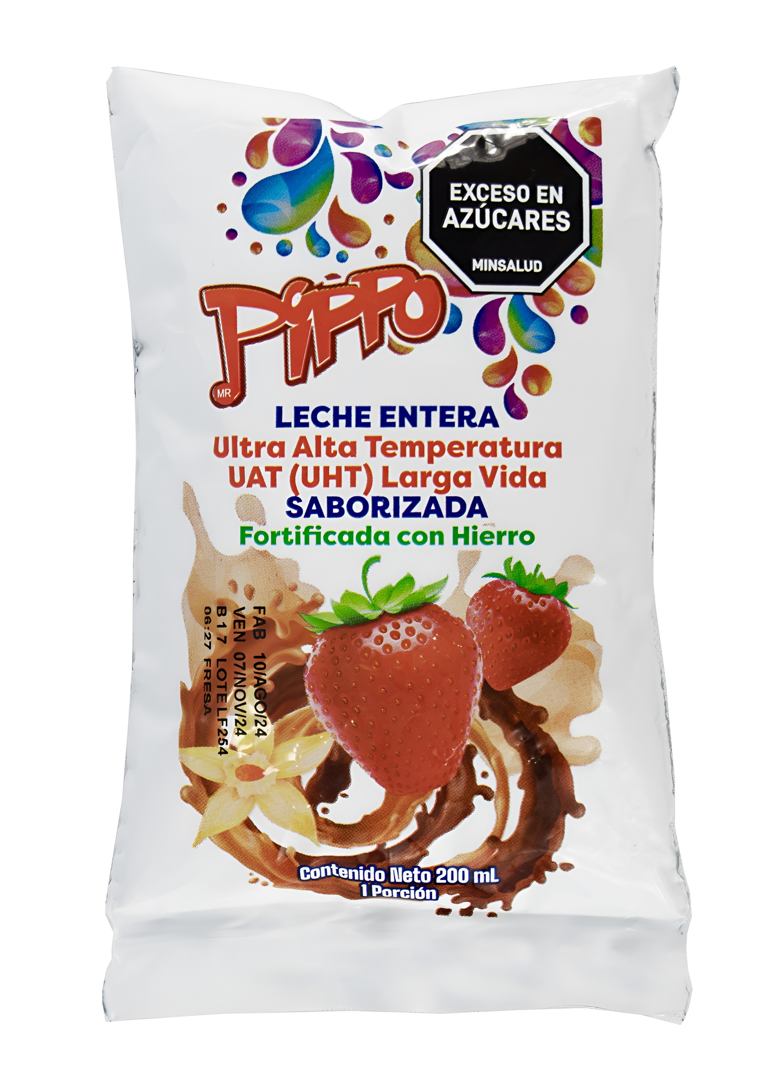 Bolsa de leche saborizada